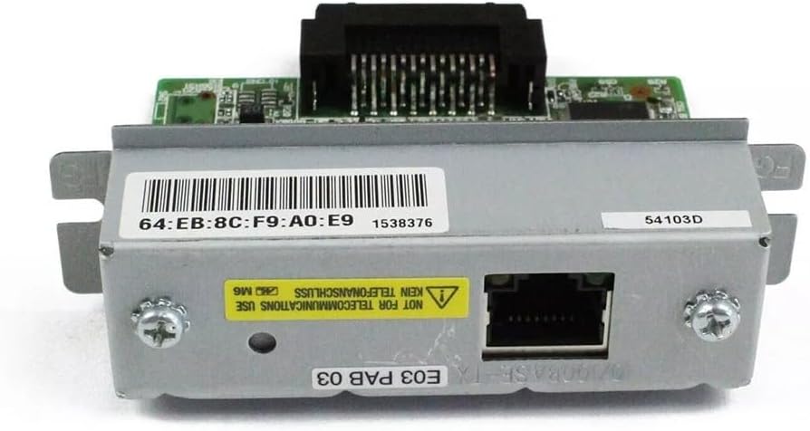 UB-E03 Ethernet Interface Module C32C824541 Print Server For TM-T88VI/T88V/T70II/U220B/220PB/220PD/220PA/T81/T82II/T88III/T88IV/T70/T90/T86L Printers 100 Mbps Fast Ethernet
