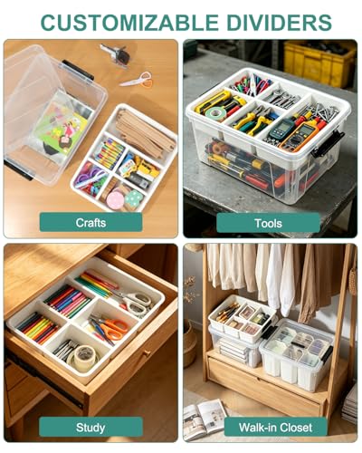 Image of EOENVIVS 17 QT Clear Craft Storage Box with Removable 5-Compartment Tray