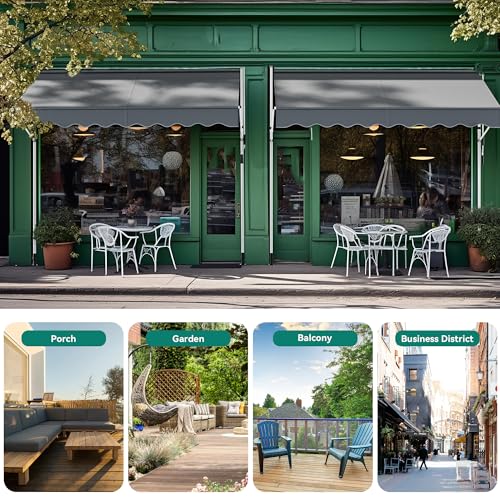YITAHOME 118" Manual Retractable Awning, Outdoor Sun Shade Window Awning with UV Protection, Waterproof Patio Canopy Awnings for Doors, Windows, Decks, Dark Gray by YITAHOME - Image 2