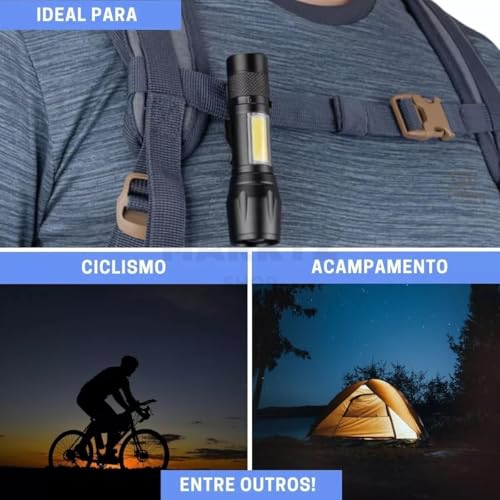 Mini Lanterna Tática LED Alumínio - Super Forte, Recarregável USB, Resistente e Compacta, Ideal para