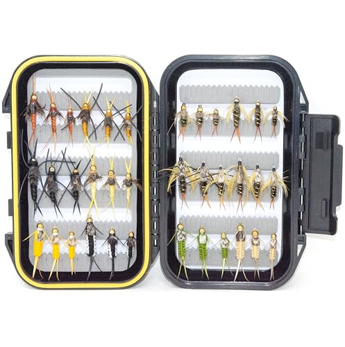 Image of Outdoor Planet Assorted Trout Fly Fishing Lure Pack of 10 /12 /15 /28 /35 /48 /66 Pieces Fly Lure + Double Side Waterproof Pocketed Fly Box