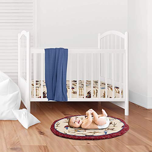 Image of Sweet Jojo Designs Tan and Red Cowboy Playmat Tummy Time Baby and Infant Play Mat for Wild West Collection