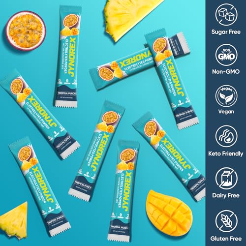 Image of Electrolytes Powder Packets Sugar Free, 30 Sticks High Sodium Hydration Packets, Low Calorie Electrolyte Packets Drink Mix Liquid Daily IV with Tropical Punch, 10.5OZ