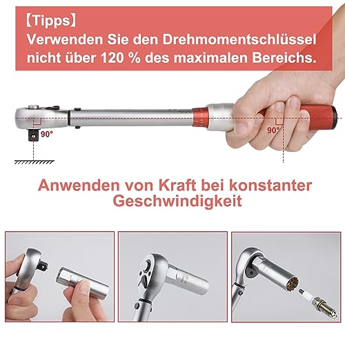 BINGCOBBER Drehmomentschlüssel 3/8”,5-60NM Drehmomentschlüssel Fahrrad & Motorad Auto Set...