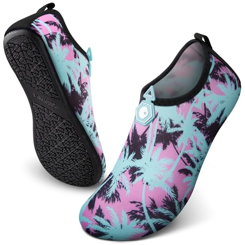 Image of SEEKWAY Water Shoes Quick-Dry Aqua Socks Barefoot Slip-on for Beach Pool Swim River Yoga Lake Surf Women Men Black SK001