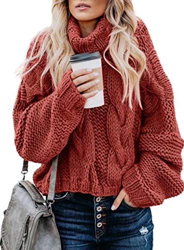 Dokotoo Women Winter Clothes Casual Turtleneck High Neck Winter Clothes Long Sleeve Cable...