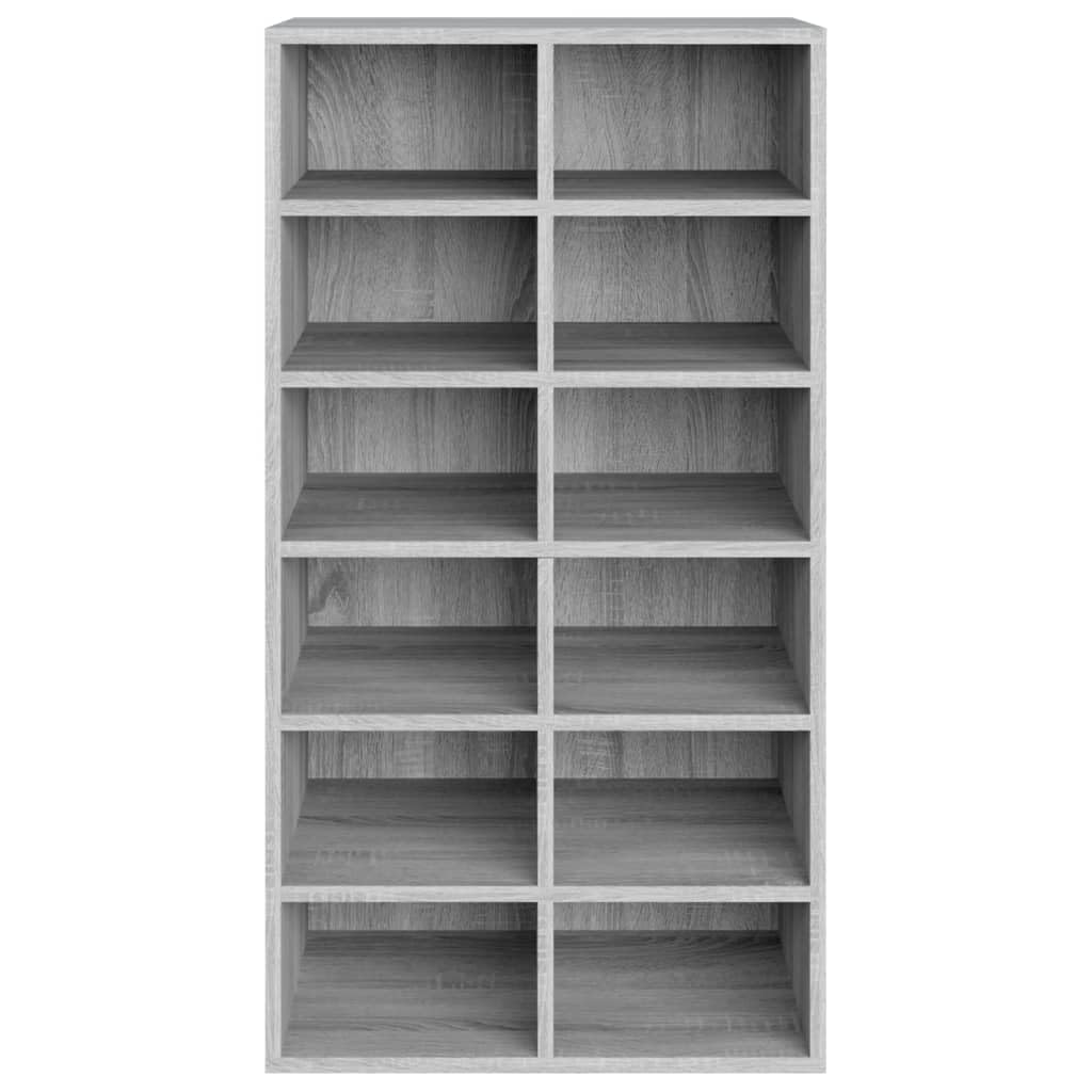 Étagère à chaussures gris Sonoma 54 x 34 x 100,5 cm avec 12 compartiments, peu encombrant et stable, armoire à chaussures moderne pour couloir, couloir et système de rangement