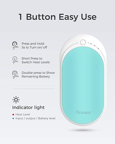 Miniatura 2 de OCOOPA - Calentadores de manos recargables, 1 paquete de 5200 mAh, calentador de bolsillo portátil eléctrico, terapia de calor, ideal para Raynaud,