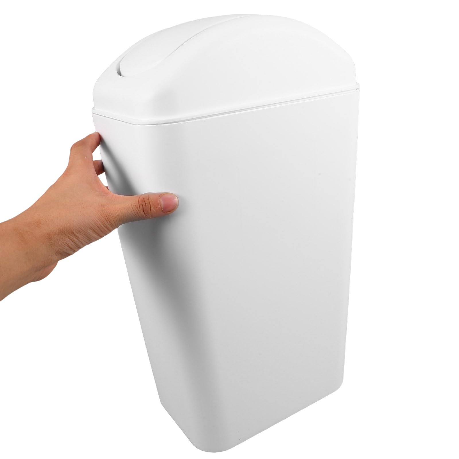 Schmaler Mülleimer mit Schwingdeckel 8 Liter aus Kunststoff Platzsparend für Bad Küche Wc Geruchsdicht und Leicht zu Reinigen