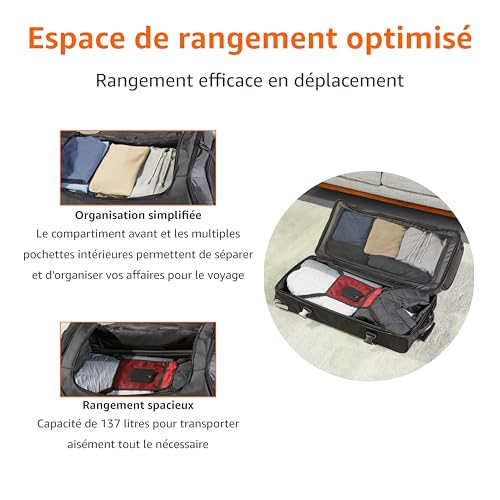 Lot De Valises Voyage : Amazon Basics Sac de Voyage à Roulettes Grand (89 cm, 137 litres),Lége ... – Image 3