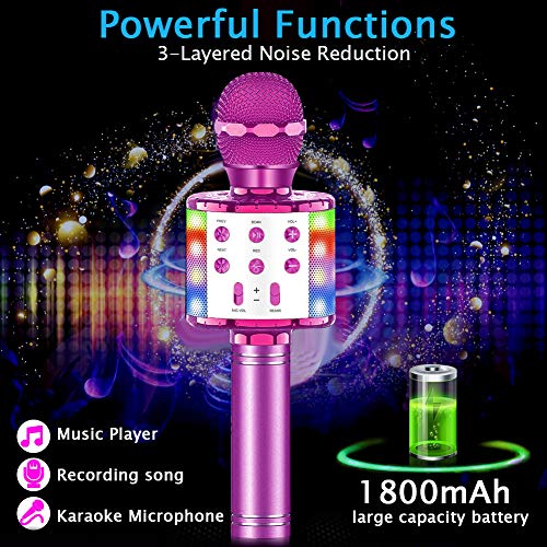 SunTop Wireless Karaoke Microfoon Bluetooth Handheld Portable Speaker huis KTV-speler met Dancing LED verlichting Opname… - Image 6
