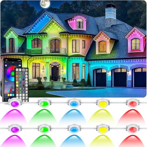 Image of CETELUMA 400Ft Permanent Outdoor Lights for House Waterproof, IP67 LED Eave Lights with App /Remote Control, Outdoor Permanent led Lighting for House Roof Decor, Christmas, Party