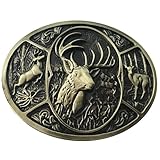 Hunter Deer Hunting Western Woods Buck Southern Antler Head Belt Buckle