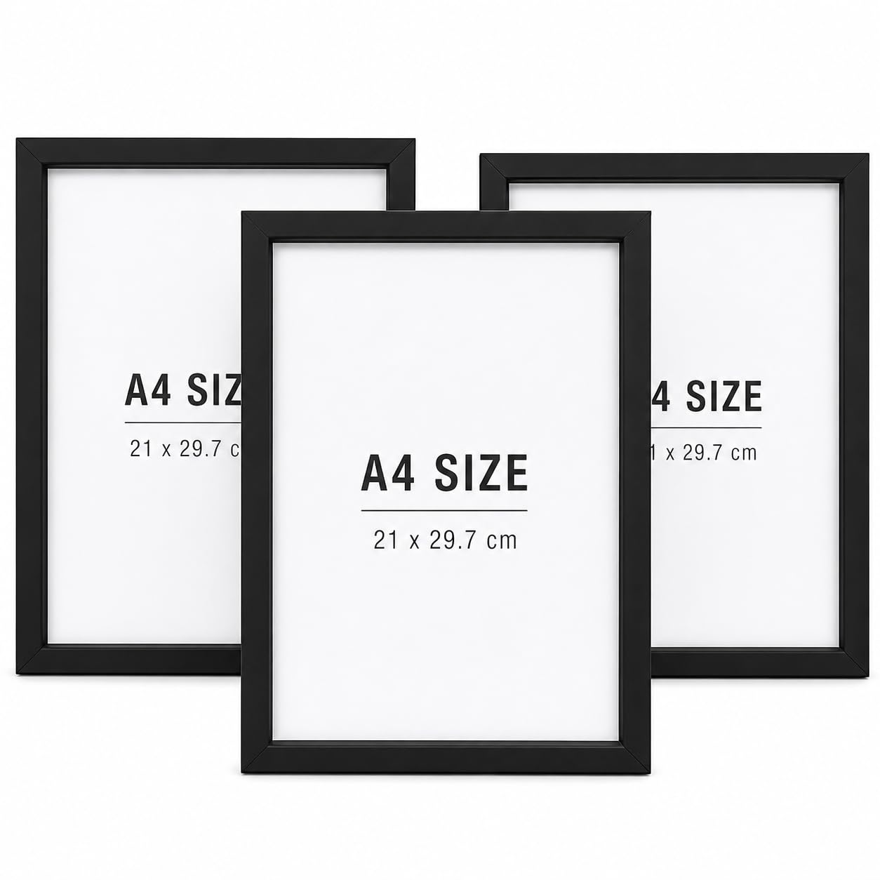 Generic A4 Photo Frames Set of 3, Black Wall Mount Picture Pack of 3 - Image 1