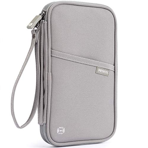 Image of VanFn RFID Travel Passport Wallet, Family Passport Holder, Trip Document Organizer P.Travel Series (Nylon - Grey)