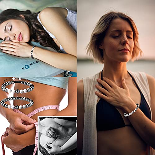 Cool Matching Bracelets For Couples Crystal Bracelet White Turquoise Magnetic Hematite Beaded Bracelet Energy Stones Adjustable And Stretch 2 Pcs For Women Therapy Anxiety Friendship Bracelets Graduation Gifts #TOP3