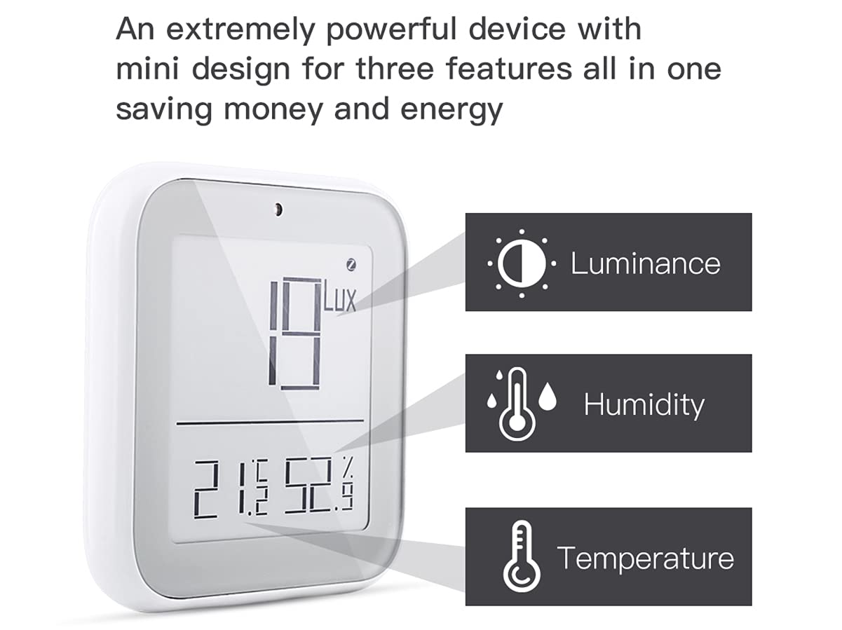 ZigBee czujnik 3 w 1, temperatura, wilgotność i światło, kompatybilny z aplikacją Tuya i Smartlife - mały kwadrat
