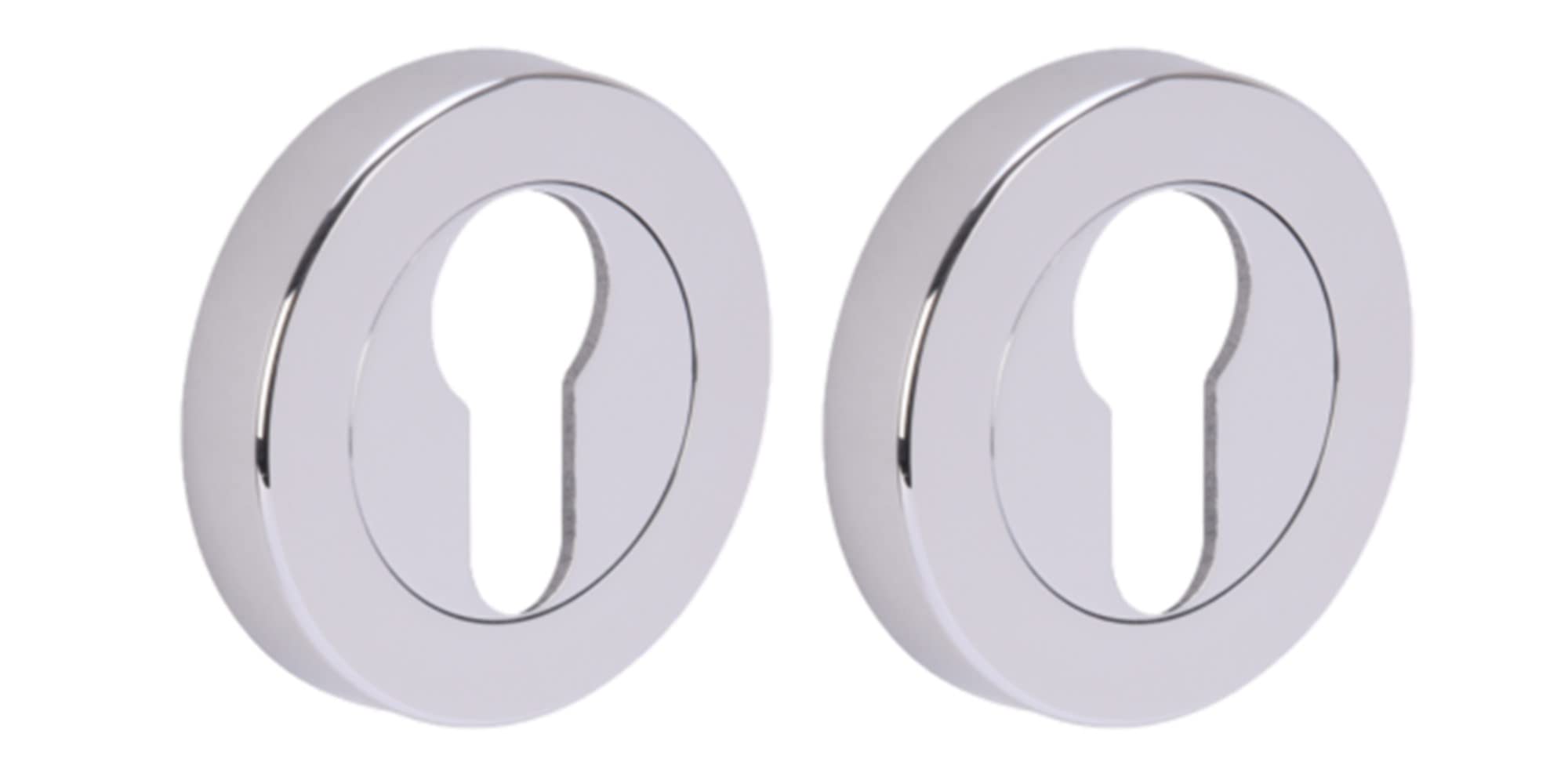 HANDLEZONE® 2 Pack Euro Cylinder Door Lock Key Escutcheon Covers - Polished Chrome
