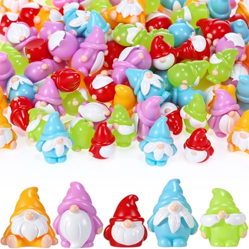 100 Figuras Mini Gnomos en Resina para Decoración