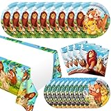 CHAMPBULL 41Packs Lion-Kings Birthday Decorations Include 20 Plates, 20 Napkins and 1 Tablecover for Birthday Party Supplies (Demon)