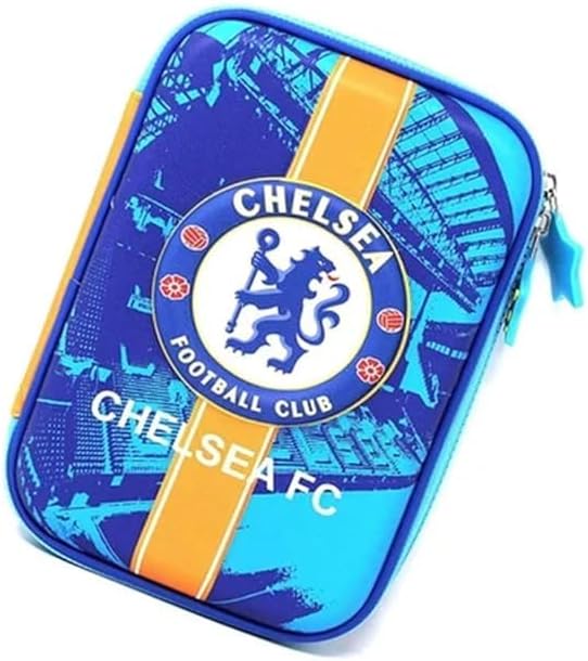ADOERE Ethylene Vinyl Acetate (Eva) Chelsea Fc Football Club Pencil Case Geometry Box for School Kids Boys Stationery Organizer (Chelsea), Black