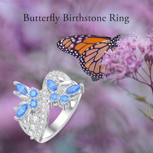 PROESS Butterfly Ring 925 Sterling Silver Butterfly Ring Engagement Promise Rings for Women Jewelry2