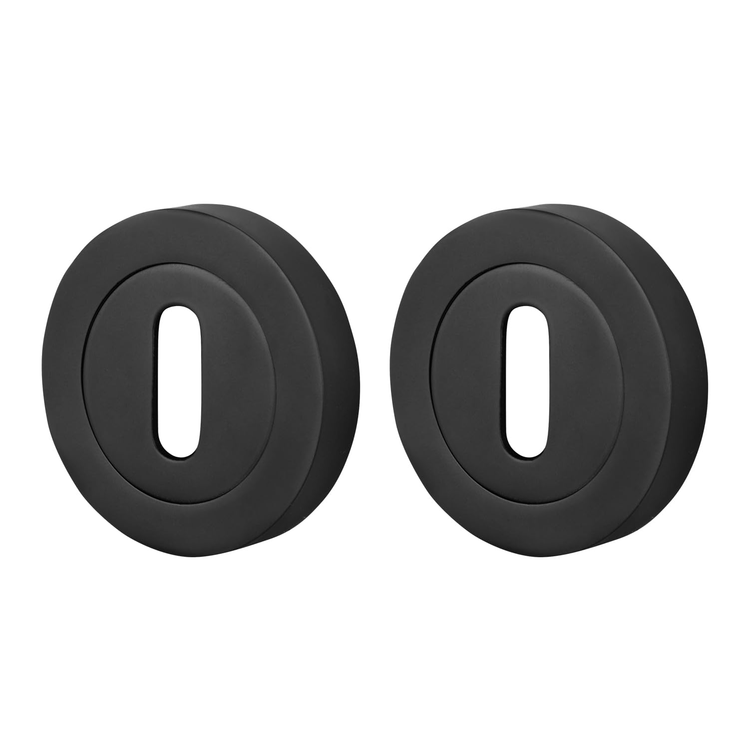 Eai Matt Black Black Keyhole Cover Escutcheon, 1 Pair Standard Profile 51Mm - Oliena Range