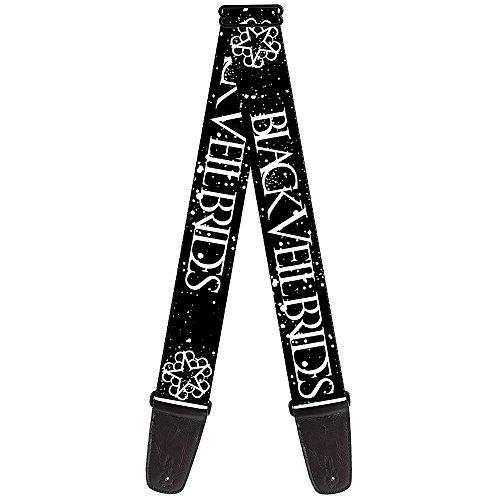 Buckle-Down Sangle de guitare Black Veil Brides avec logo étoile – Noire/blanche, 5 cm de large, de 74 à 137 cm de long - Les Beatles, Paul McCartney, John Lennon, RIngo Starr, George Harrison Buckle-Down Sangle de guitare Black Veil Brides avec logo étoile - Noire/blanche, 5 cm de large, de 74 à 137 cm de long