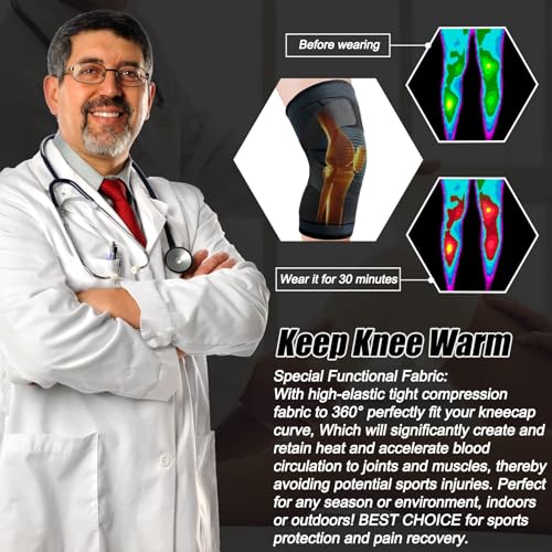 Image of NEENCA Professional Knee Brace,Knee Compression Sleeve Support for Men Women with Patella Gel Pads & Side Stabilizers,Medical Grade Knee Pads for Running,Meniscus Tear,ACL,Arthritis,Joint Pain Relief