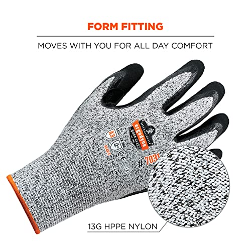 Ergodyne Nitrile Coated Work Gloves, Cut Resistant Level A3, Grip For Wet Or Dry Enviroments, Ergodyne Proflex 7031,Gray,Medium #TOP4
