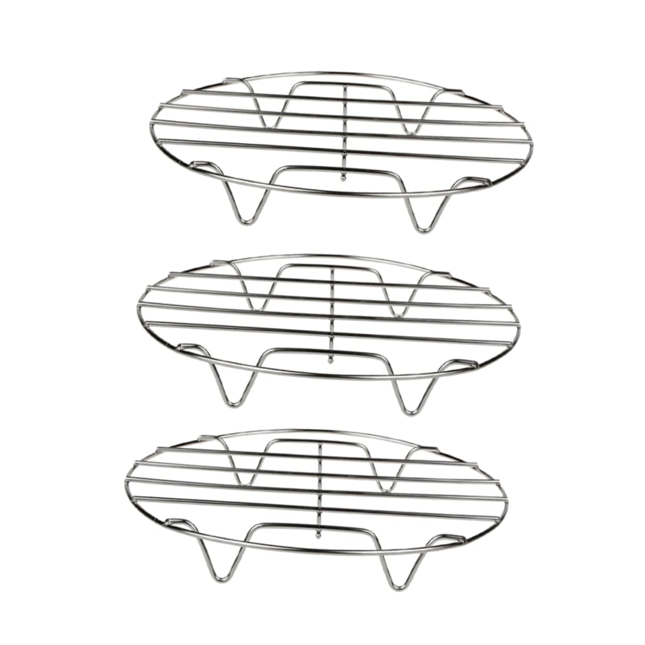 Ciieeo 3Pcs Stainless Steel Round Rack for Cooking Stand Fits Pots and Pans for Healthy Food Steaming Silver Finish