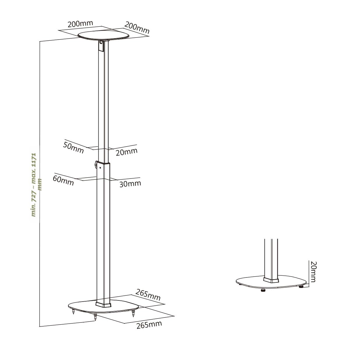 My Wall höhenverstellbare Lautsprecherständer 2er-Set – HS23WL 2 universelle Ständer für Lautsprecher (z.B. von JBL, SONOS, Bose oder Teufel) entkoppelt für optimalen Klang