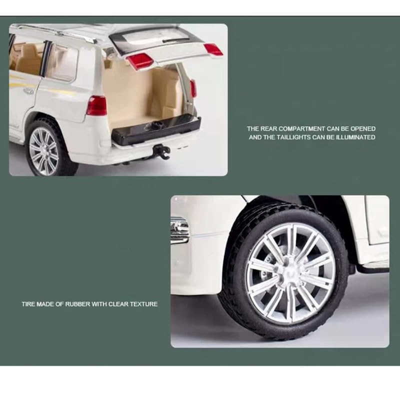 Image of Kids Model 1:32 Land Cruiser Model Zinc Alloy Diecast Metal Car Pullback Openable Doors Toy Car with Flashing Light and Musical Sound Toy for Kids - Multi