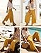 Hooever Women's Cotton Linen Culottes Pants Elastic Waist Wide Leg Palazzo Trousers Capri Pant (Yellow-XL)