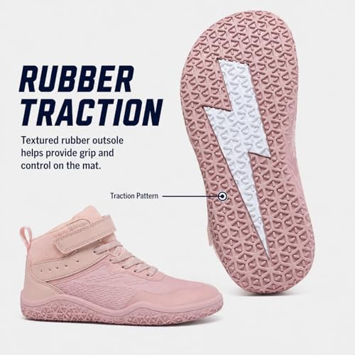 Kids Wrestling Shoes Boys Girls Wide Toe Box Zero Drop Boxing Shoes Pink - image 5