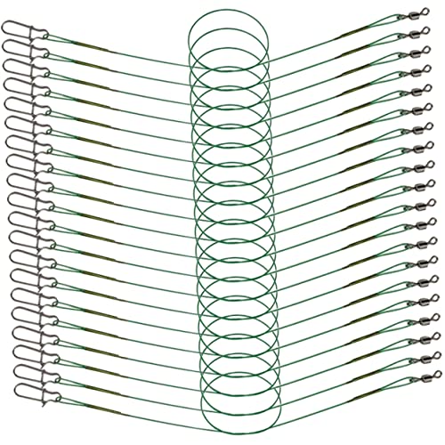 Mipcase 25Pcs Fishing Rotary Leaders Stainless Steel Wire with Swivels for Freshwater Saltwater Fishing for Bass Trout Carp Perch More