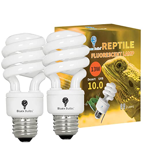 2 Pack 13-Watt Reptile Bulb Desert UVA UVB Light - 10.0 UVB Reptile Light - Compact Florescent Terrarium Bulb Suitable for Desert Reptiles Lizards Bearded Dragons Tortoises CFL UVB Bulb (13 Watt 10.0) - image 8