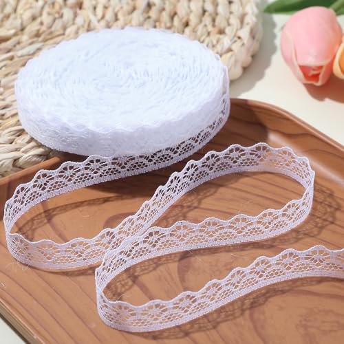 simarro Rollo de cinta de encaje blanco, tela con patrón vintage, cintas de encaje para costura, manualidades, encaje para regalo, envoltura de vestidos, decoración de bodas (30 yardas) (1)