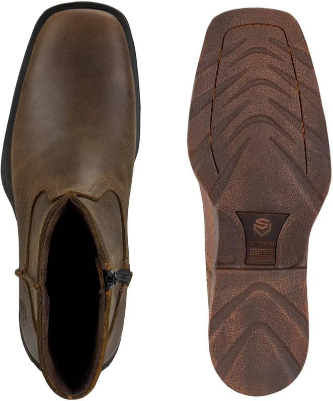 Image of SUREWAY Men's Western Chelsea Cowboy Boots | Square Toe, Slip On, Casual Dress Boots