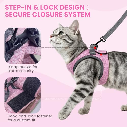 Image of HEYWEAN Cat Harness and Leash - Ultra Light Escape Proof Kitten Collar Cat Walking Jacket with Running Cushioning Soft and Comfortable Suitable for Puppies Rabbits