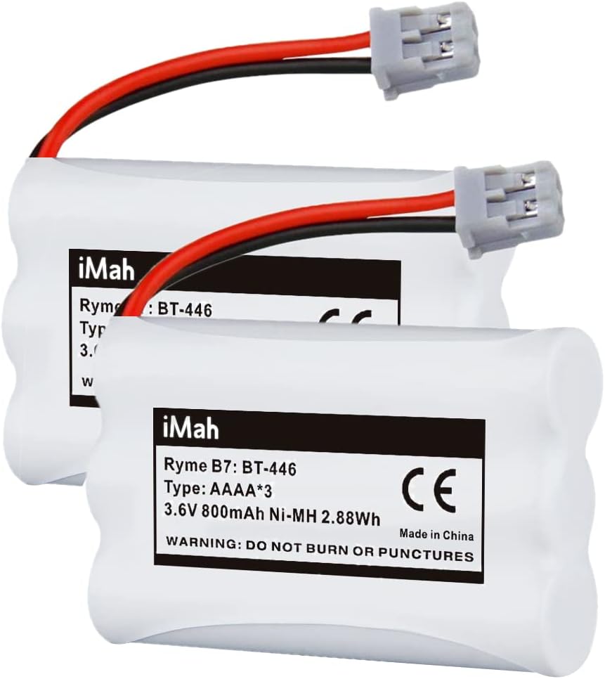 iMah BT-446 Battery for Uniden Cordless Phone BT-1005 TXC146 TXC400 TXC580 DCT646 DCX770 TCX800 TXC860A TCX950 TRU8885 TRU8888 TRU9460 TRU9465 TRU9480 TRU9485 | DC 3.6V Ni-MH (Pack of 2)