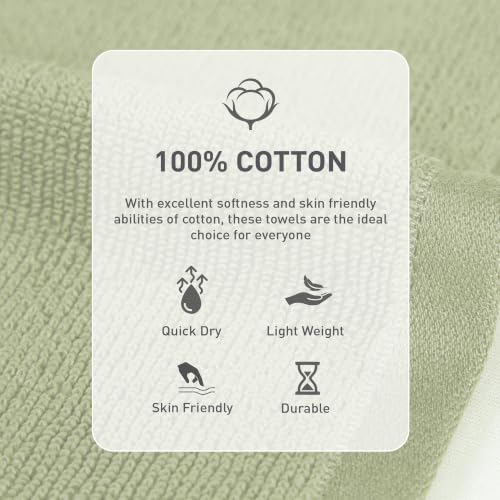 Image of MYTRIDENT Face Towel | Urban Comfort | Quick Drying | Travel Friendly | for Men /Women | 6 Pc Face Towel (30 cm x 30 cm) | 100% Cotton 450 GSM - Olive