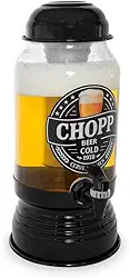 Kit Chopeira de Vidro Com Dispenser e Suqueira Grande Com Torneira Tampa Jarra Bebidas Suco Torre Chopp Bar Beer Churras(1 Chopeira Preta)