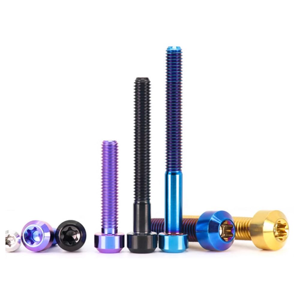 PVD Color GR5 Titanium Torx Socket Bolts Conical Head Screws M4 M5 M6 M8 (M4 x 30mm,Black,2)