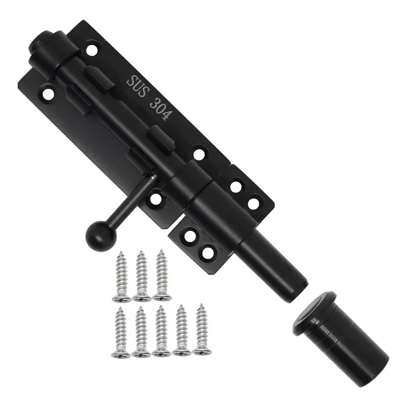 Loquet de portail coulissant avec cadenas, quincaillerie sol horizontale et verrouillable noir Pour Portes
