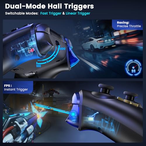 Image of Wireless PC Gaming Controller - Hall Effect Joystick - No Drift, 2.4G & Wired 1000Hz Polling Rate, Remappable Buttons, Turbo & Vibration, Bluetooth Gamepad for PC /Switch /iOS /Android with Charging Dock