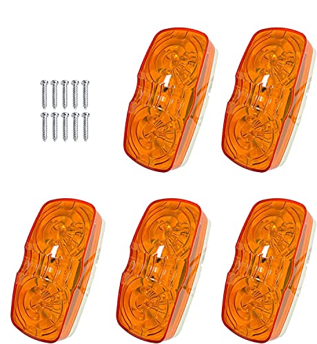 HHCSOP Amber Trailer Marker Light 10 LED Double Bullseye Side Marker Light Rectangular Led Lamp Surface Mount for RV Truck Trailer Camper 12V - 5Pcs