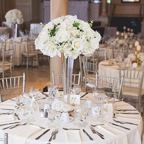 Blosmon Artificial Flower Balls Wedding Centerpieces 10 Pcs 15.7" Large White Fake Flowers Rose Hydrangea Ball Arrangement Center Pieces For Table Silk Floral Bouquet For Wedding Party Home Decor #TOP2