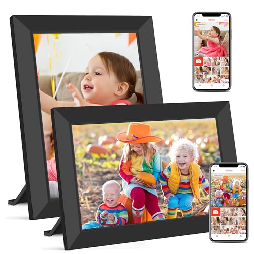 Frameo Marco de fotos digital WiFi de 10.1 pulgadas, memoria integrada de 32 GB con pantalla táctil HD 1280 x 800 IPS, marco de fotos digital, rotación automática, fácil compartir fotos o videos a