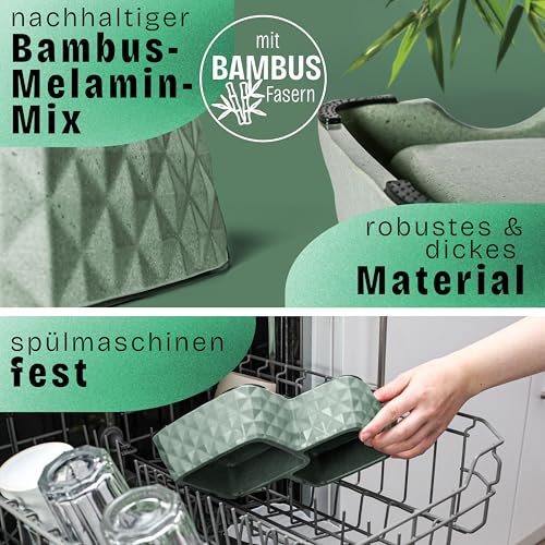 ne&no® Bambus-Doppelnapf rutschfest für Katzen und kleine Hunde -bis 400g Futter + 350ml Wasser Inhalt- Katzen Fressnapf - Hundenapf Bambus - Trinknapf Katze